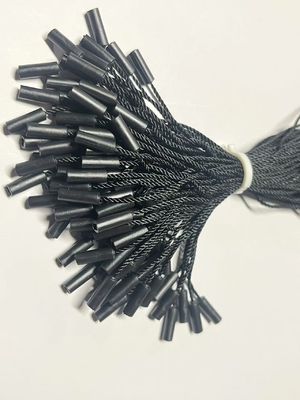 Universal Black Hang Tag dây buộc Logo miễn phí dây nylon ba sợi hình trụ