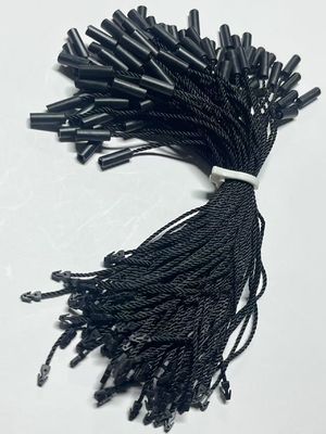 Universal Black Hang Tag dây buộc Logo miễn phí dây nylon ba sợi hình trụ